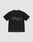 The LFDY Sphere Tee by LIVE FAST DIE YOUNG is an oversized black T-shirt made from 100% cotton, featuring a large oval logo front print and bold LIVE FAST back print on a plain light gray background.