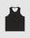 The LFDY Performance Tank by LIVE FAST DIE YOUNG is a black, sleeveless, regular-fit crop top with a round neckline, white mesh shoulder lining, and small “LFV” text on the chest, shown on a plain light gray background.