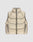 The Live Fast Puffer Vest by LIVE FAST DIE YOUNG features a beige color, high collar, black front zipper, two zippered side pockets, and an oversize fit, shown against a plain light gray background.