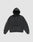 The LFDY Run Club Hooded Zip by LIVE FAST DIE YOUNG is a black oversize-fit hoodie with a front pocket, hood, small white LFTS chest text, and white cursive writing on the right sleeve, made from soft Baumwolle Polyester. Displayed on light gray.