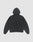 Back view of the LFDY 40 Hooded by LIVE FAST DIE YOUNG, a plain black oversize fit hoodie with long sleeves and kangaroo pocket, shown on a light gray background.