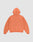 The LFDY 40 Hooded Zip by LIVE FAST DIE YOUNG is shown laid flat, back view, with the hood up and sleeves spread out, highlighting its plain orange color and oversized fit.