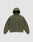 The LFDY Scuba Hooded Zip by LIVE FAST DIE YOUNG is an olive green regular fit hoodie featuring a hood with drawstrings, front pockets, a small “LIVF” logo on the left chest, made from soft polyester and shown on a light gray background.