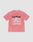 The Basic Evidence Tee by LIVE FAST DIE YOUNG is a pink oversized short-sleeve shirt featuring LiveFast™ white and black front and back prints, a grayscale graphic, small white text, and is made from 100% Baumwolle for comfort.