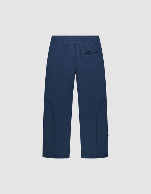 The LFDY Active Fleece Jogger by LIVE FAST DIE YOUNG, in navy blue and wide fit, features straight legs, a single rear pocket, and minimal seam detailing. Shown flat on a plain light background.