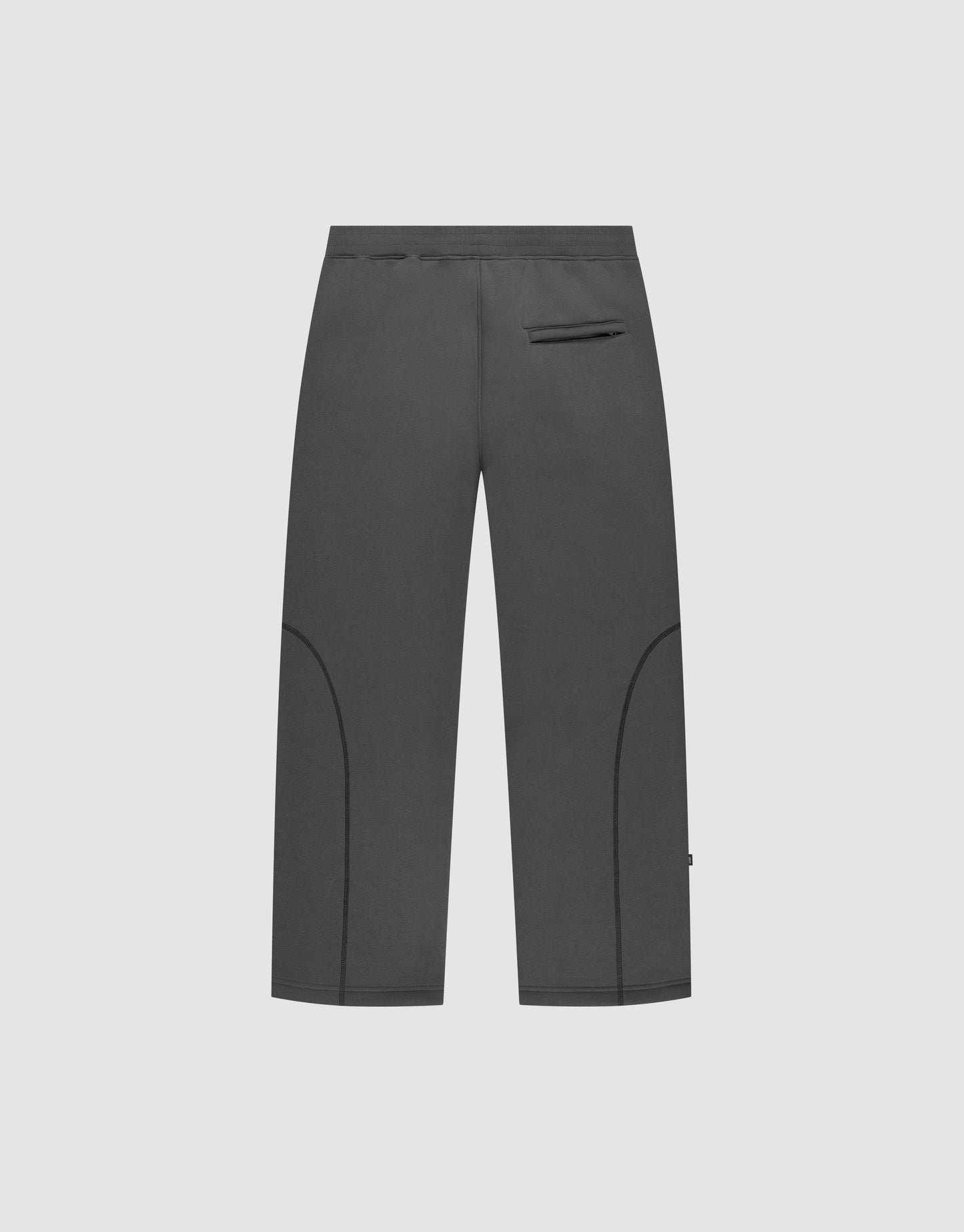 The LIVE FAST DIE YOUNG LFDY Active Fleece Jogger features a minimalist straight-leg design in dark gray with a single small pocket near the waistband, subtle front seam detailing, and a plain light gray background.