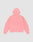A plain pink LIVE FAST DIE YOUNG Basic Hooded Zip with an oversize fit is laid flat on a light gray background, shown from the back with the hood up and sleeves spread.
