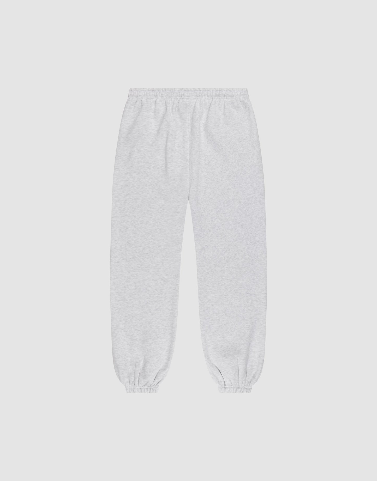 The LIVE FAST DIE YOUNG Basic Loose Jogger in light gray features a loose fit, elastic waistband, and elastic cuffs, shown laid flat on a plain white background.