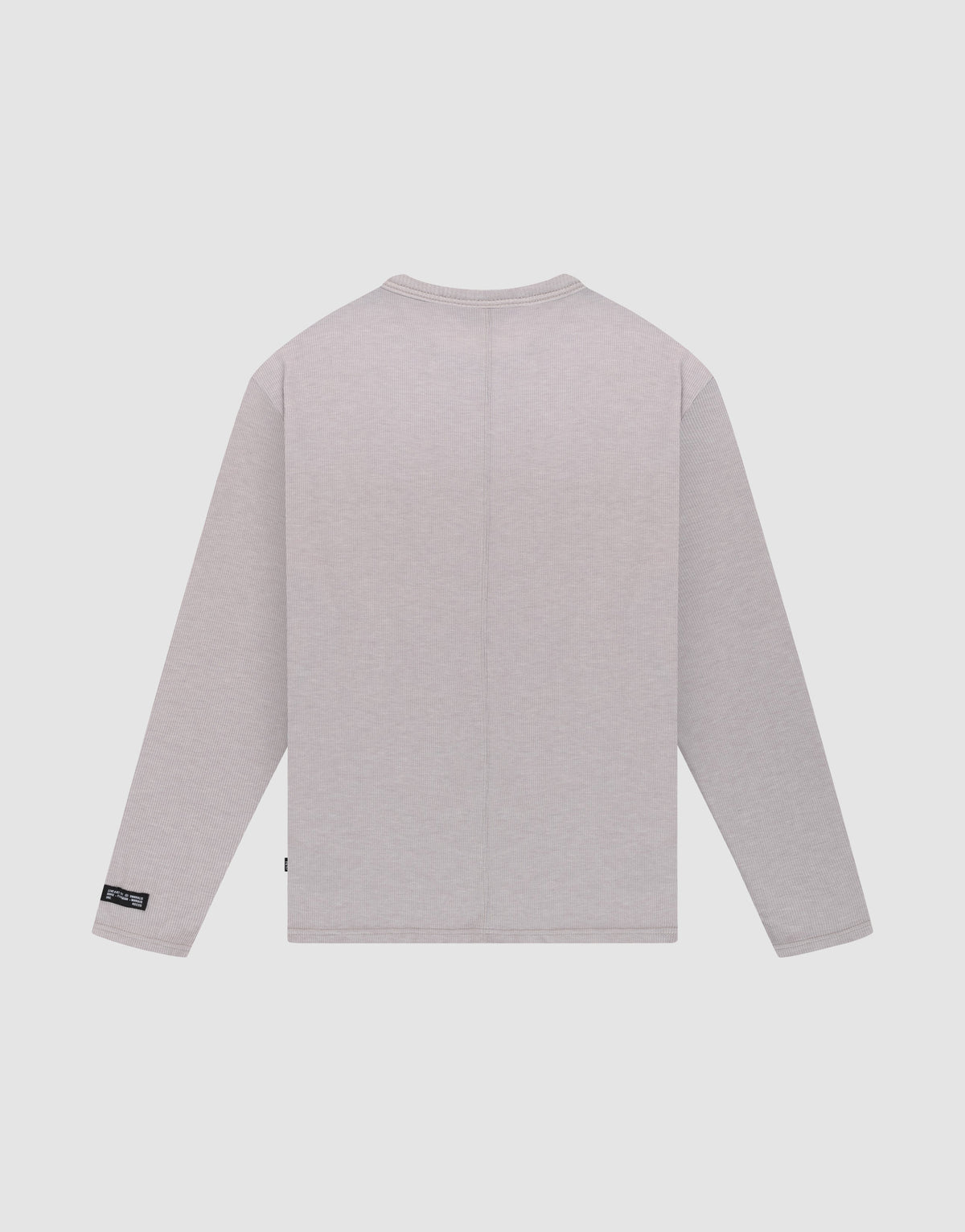 The LFDY Rib Longsleeve by LIVE FAST DIE YOUNG is shown in plain light gray, oversize fit, viewed from the back against a white background. It features no visible designs except a small black tag on the lower left side seam.