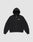 The LFDY x The Bulldog Hooded Zip by LIVE FAST DIE YOUNG is an oversized black zip-up hoodie with front pockets, a hood, and "LIVE FAST" in a white logo print on the left chest. It is shown flat on a plain light gray background.