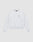 The LFDY SiXXXth Store Sweater by LIVE FAST DIE YOUNG is a light gray, oversized crewneck made from soft cotton. It features long sleeves, ribbed cuffs and hem, and a subtle black logo on the left chest. Plain light gray background.