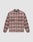 The LIVE FAST DIE YOUNG Vintage Padded Flannel is a long-sleeve, button-up shirt with a brown, beige, and red plaid pattern, two chest flap pockets, side pockets, and an oversize fit.