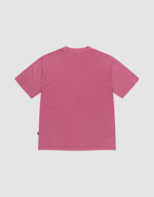 The Live Fast LF Tee by LIVE FAST DIE YOUNG is an oversize-fit, plain pink short-sleeve t-shirt shown flat from the back on a white background. Made from 100% Baumwolle, it features no visible designs or logos.