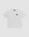 The LFDY Real Ones Tee by LIVE FAST DIE YOUNG is a light gray, oversized short-sleeve t-shirt featuring a small purple and pink THE TRAVELER NEW WAVE graphic on the left chest and a subtle Flaglabel, shown on a white background.