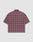 The LFDY Light Flannel by LIVE FAST DIE YOUNG is a short-sleeved, oversize fit shirt in maroon and pink plaid, crafted from 100% Baumwolle, shown from the back on a plain white background.