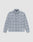 The Vintage Flannel by LIVE FAST DIE YOUNG is a gray plaid, long-sleeve, button-up shirt with two chest pockets and a small LFDY patch near the hem, featuring an oversize fit and vintage wash, shown laid flat on a white background.
