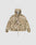 The LFDY Camo Halfzip Jacket by LIVE FAST DIE YOUNG is an oversized beige and brown camouflage hooded jacket, made from 100% Baumwolle, featuring a front pocket, drawstring hem, and "CALL US WILDNESS" in white on the chest.