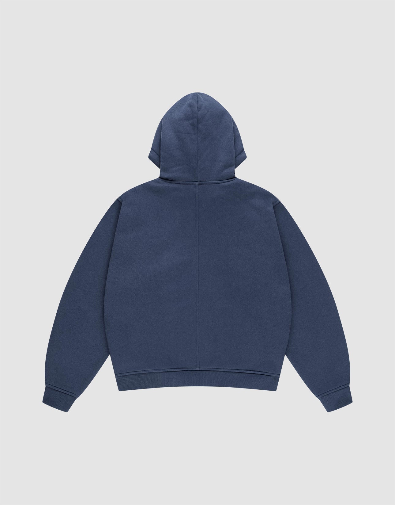 The LFDY Heavyweight Lounge Hooded by LIVE FAST DIE YOUNG is shown flat, back-up, in dark blue 100% cotton with long sleeves and a relaxed regular fit. No visible logos or designs appear against the light gray background.