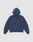 The LFDY Heavyweight Lounge Hooded by LIVE FAST DIE YOUNG is shown flat, back-up, in dark blue 100% cotton with long sleeves and a relaxed regular fit. No visible logos or designs appear against the light gray background.