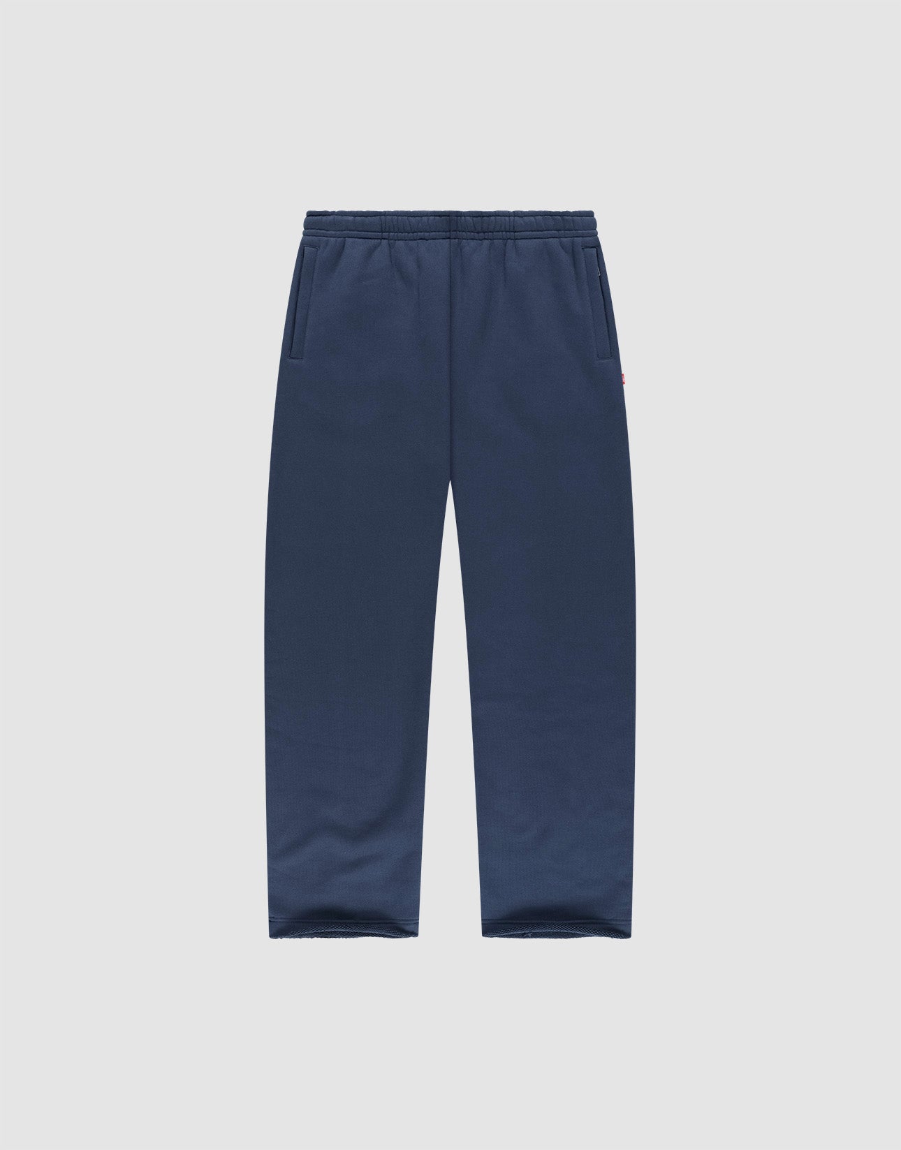 LIVE FAST DIE YOUNG LFDY Heavyweight Loungepants in navy blue, made from 650gsm 100% Baumwolle, feature an elastic waistband and side pockets, shown laid flat on a plain light gray background.