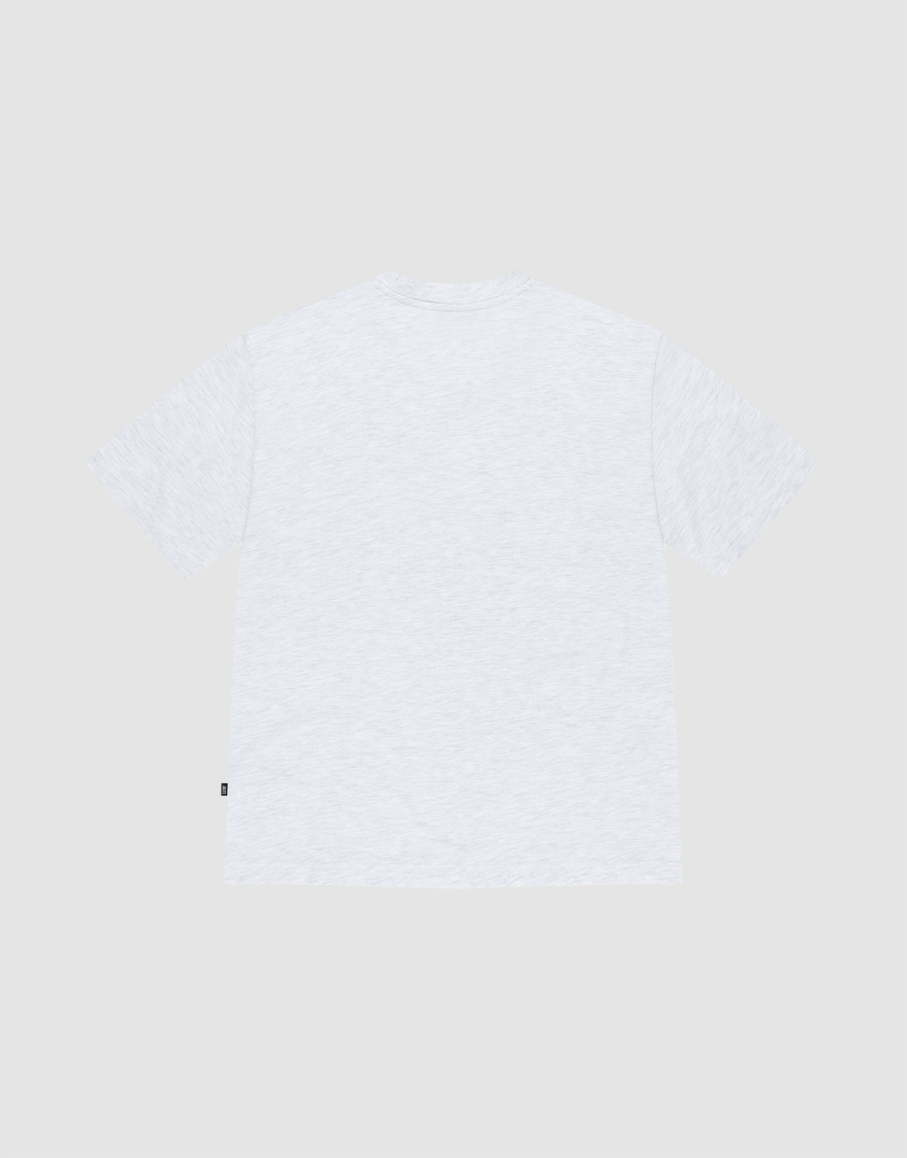 The LIVE FAST DIE YOUNG Basic Chest Tee, made from 100% Baumwolle, is displayed flat with the back facing up on a light gray background. It’s a plain, light gray short-sleeve T-shirt with no visible graphics or patterns.