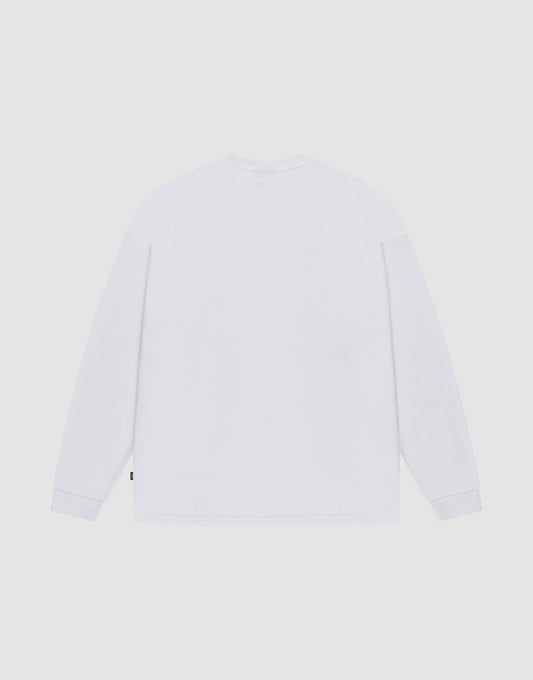 The LIVE FAST DIE YOUNG Blank Waffle Longsleeve is shown flat with the back visible against a light background. Made from 100% Baumwolle, it features an Oversize Fit, crew neckline, and Ripp-Bündchen cuffs for comfort.