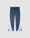 LFDY DY Trackpants by LIVE FAST DIE YOUNG: blue with Stick Patch detail, white curved side panels, elastic waistband, wide fit straight legs. Shown on a plain light gray background.