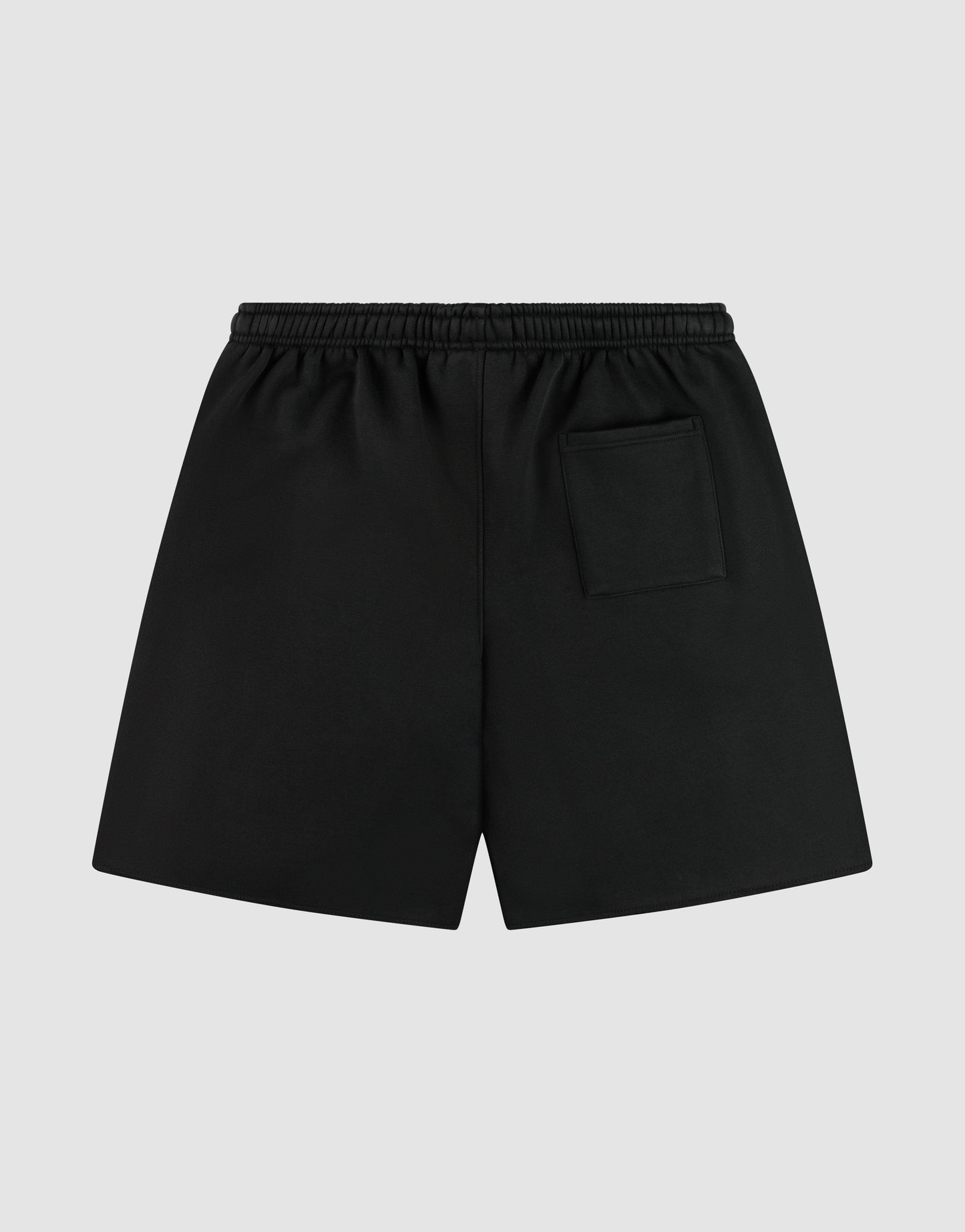 The LFDY Praying Shorts by LIVE FAST DIE YOUNG are black athletic shorts with an elastic waistband and a small back right pocket, shown on a light gray background. Their Regular Fit offers comfort for any workout.