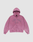 The Live Fast Rivet Hooded Zip by LIVE FAST DIE YOUNG is a mauve oversize-fit zip-up hoodie with front pockets, "LIVE FAST D*Y" in dotted letters across the chest and subtle Sprayeffekt details, shown on a plain light background.