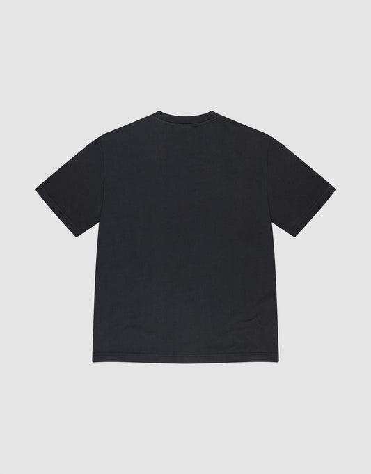 The LFDY Bark Tee by LIVE FAST DIE YOUNG, a plain black short-sleeve T-shirt made from 100% Baumwolle, is shown flat against a light gray background, displayed from the back without any visible logos or designs.