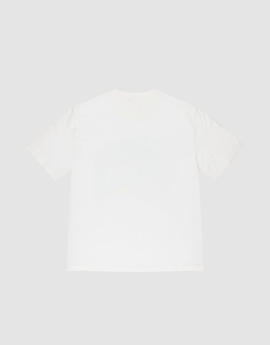 The LFDY Block Tee by LIVE FAST DIE YOUNG is an oversized white short-sleeve t-shirt made from 100% Baumwolle, shown laid flat on a light gray background with a back view, combining comfort and timeless style.