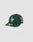 The LFDY x NEW ERA 59FIFTY Low Profile fitted cap by LIVE FAST DIE YOUNG comes in dark green with a white LF logo, red and white side embroidery, and a gold brim sticker, displayed against a plain light background.
