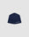 The Live Fast Performance Beanie by LIVE FAST DIE YOUNG is a navy blue, polyester fitted beanie with a reflective LIVE FAST logo in small white letters on the lower edge, shown against a plain light gray background.